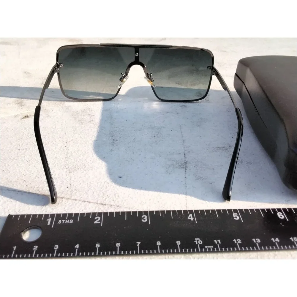 Oversized Sunglasses Men Luxury Designer One Piece Mental Frame Square Sun Glass